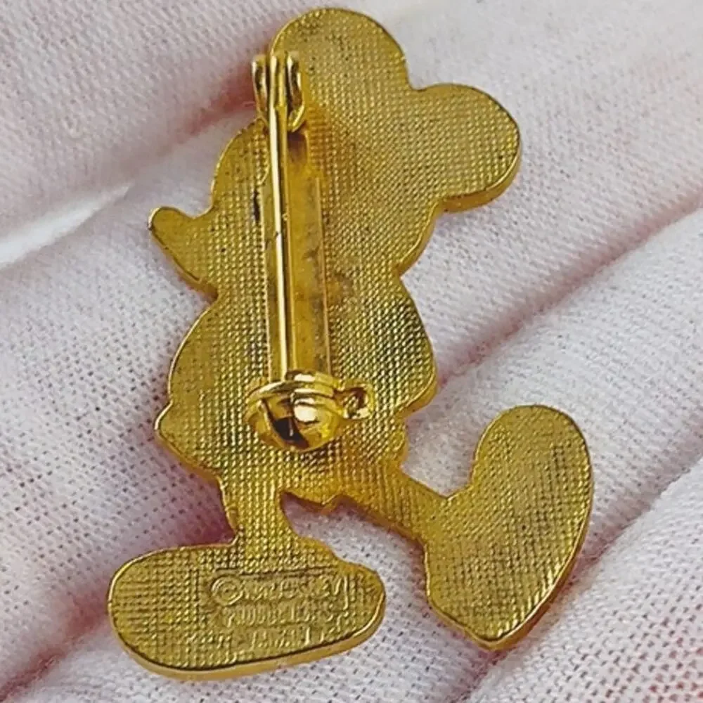 Vintage Disney Mickey Mouse Enamel Brooch Gold-Toned Taiwan